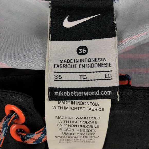 Nike Mens Board Shorts 36 Blue Orange Striped Drawstring Closure Swim Trunks - Picture 3 of 12